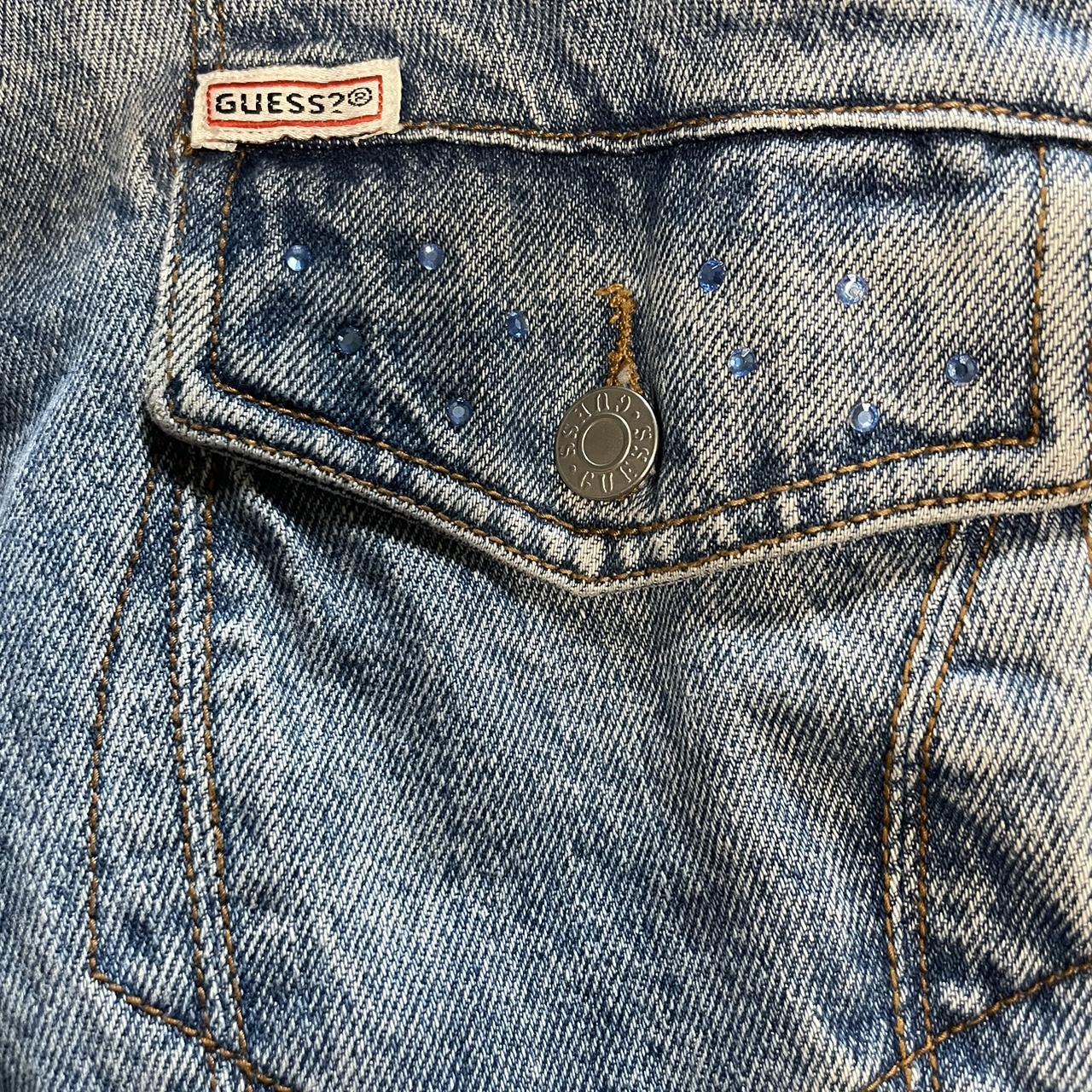 Vintage 80s GUESS Marty Mcfly Denim Jacket Georges Marciano Bedazzled American Trucker Jean Bomber