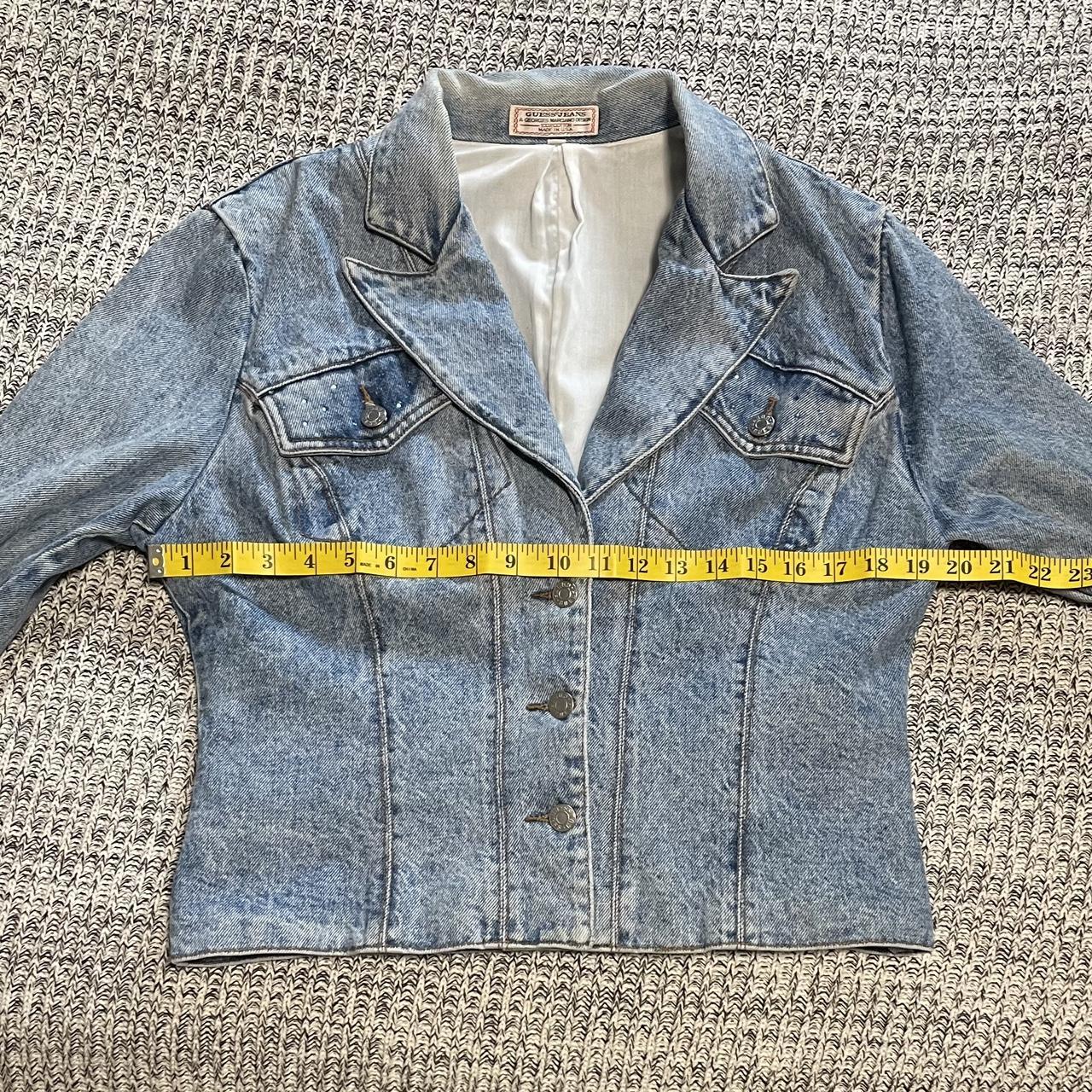 Vintage 80s GUESS Marty Mcfly Denim Jacket Georges Marciano Bedazzled American Trucker Jean Bomber