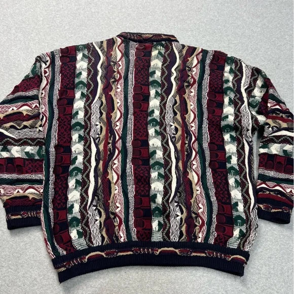 VTG 90s Cotton Traders Sweater Mens Grandpa Preppy Geometric Cosby Style Pullover