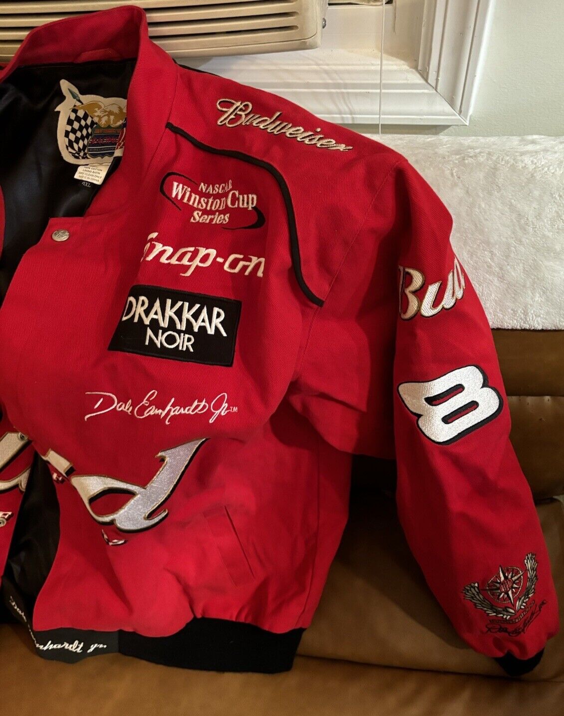 Vintage 90s NASCAR Dale Earnhardt Jr Racing Jacket Budweiser Jeff Hamilton Bomber