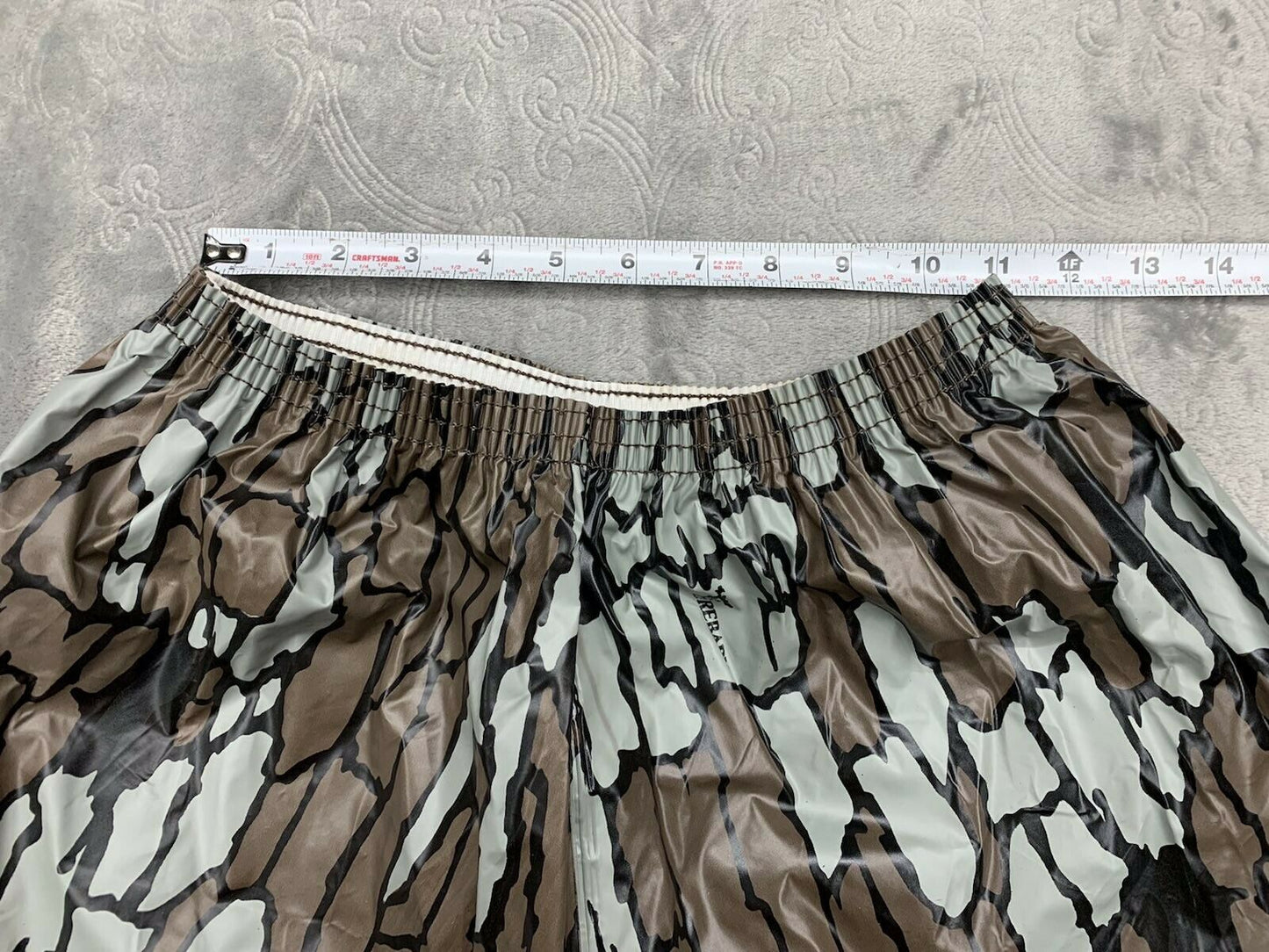 Vintage 90s Trebark Waterproof Hunting Camo Pants PVC Camouflage Wide Cargo Open Country Camo Parachute Pants