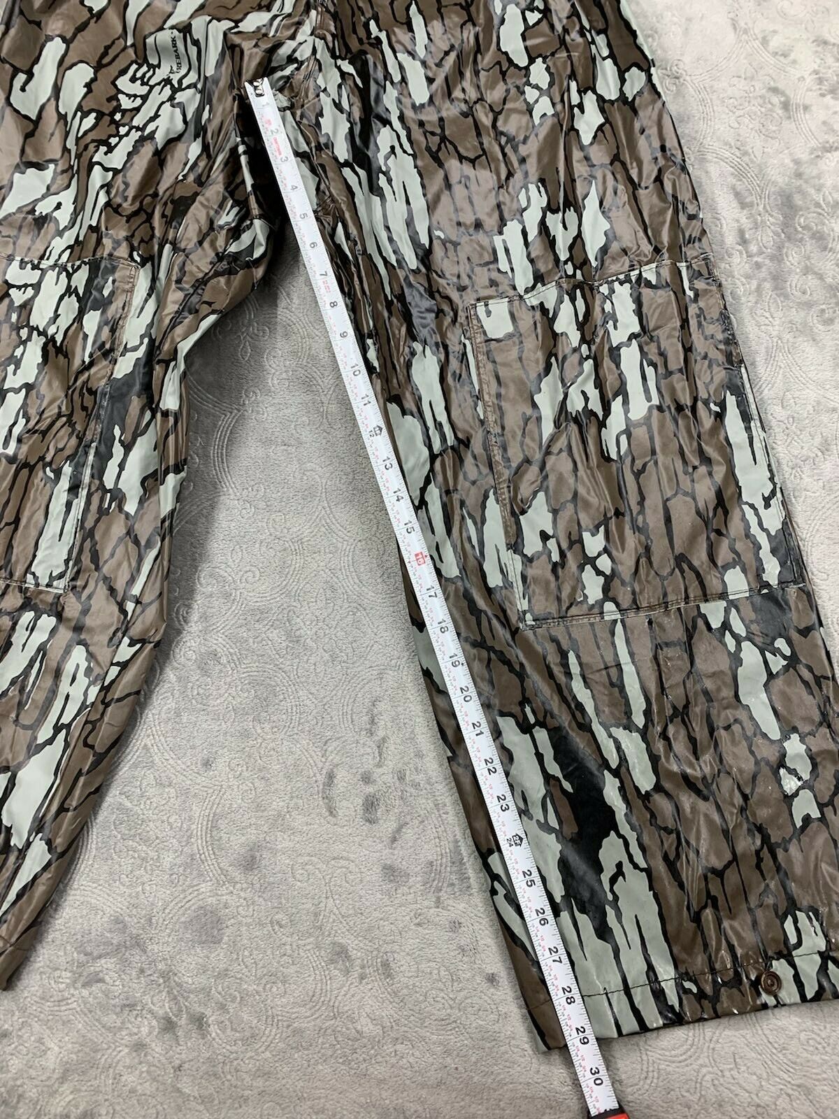 Vintage 90s Trebark Waterproof Hunting Camo Pants PVC Camouflage Wide Cargo Open Country Camo Parachute Pants