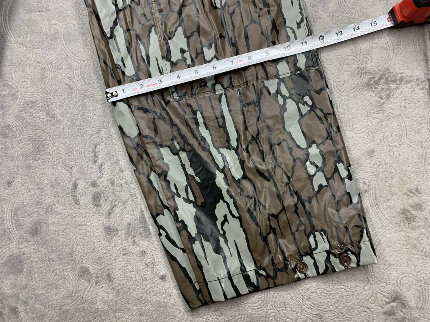 Vintage 90s Trebark Waterproof Hunting Camo Pants PVC Camouflage Wide Cargo Open Country Camo Parachute Pants