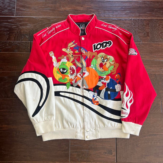 Vintage 90s Lot 29 Looney Tunes Racing Jacket Bugs Bunny Taz Marvin the Martian Sylvester Road Runner Acme Motors Bomber