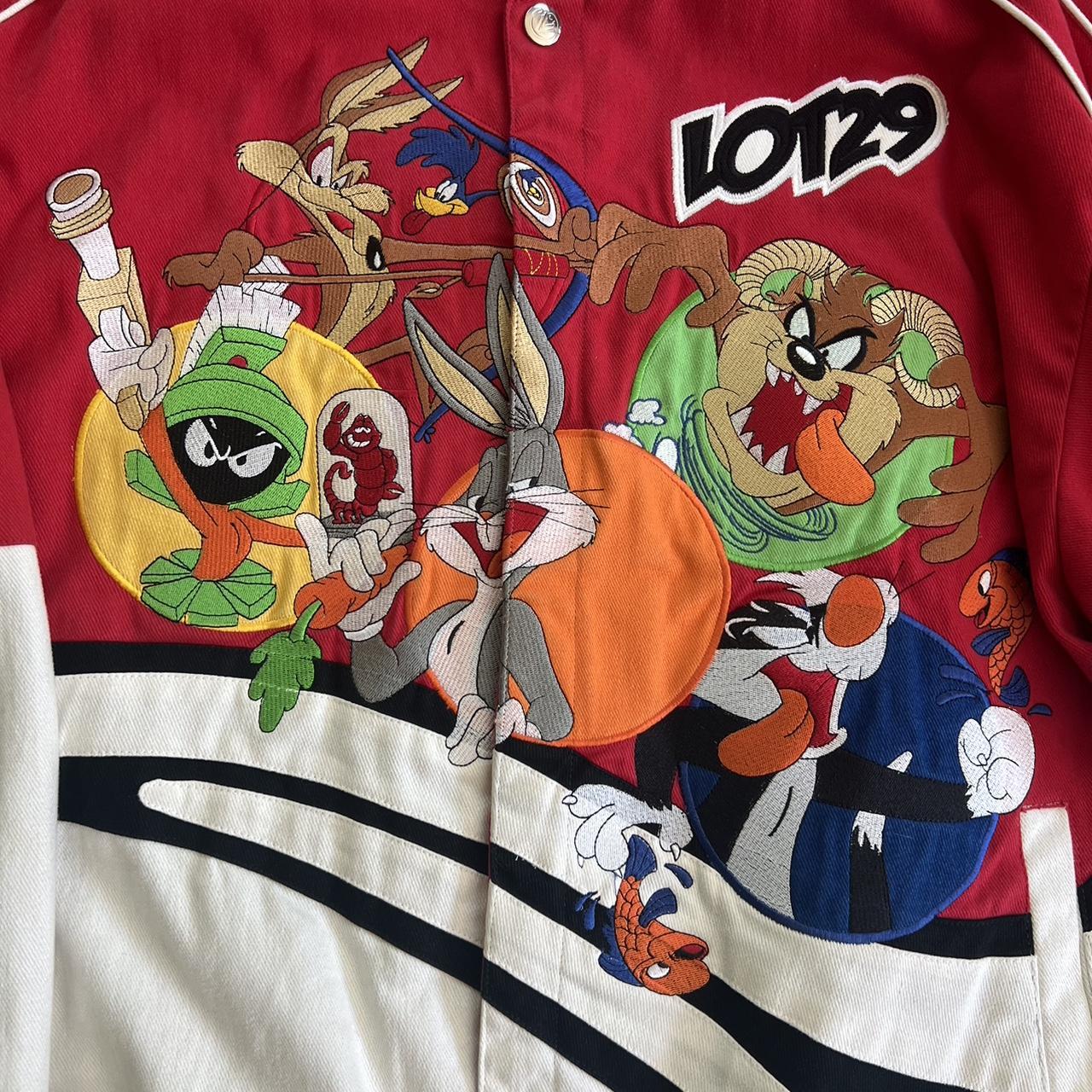 Vintage 90s Lot 29 Looney Tunes Racing Jacket Bugs Bunny Taz Marvin the Martian Sylvester Road Runner Acme Motors Bomber