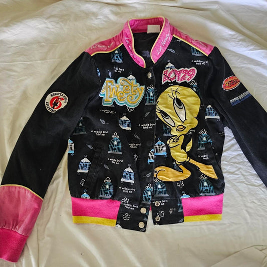 Vintage 90s Lot 29 Looney Tunes Tweety Bird Racing Jacket Bomber