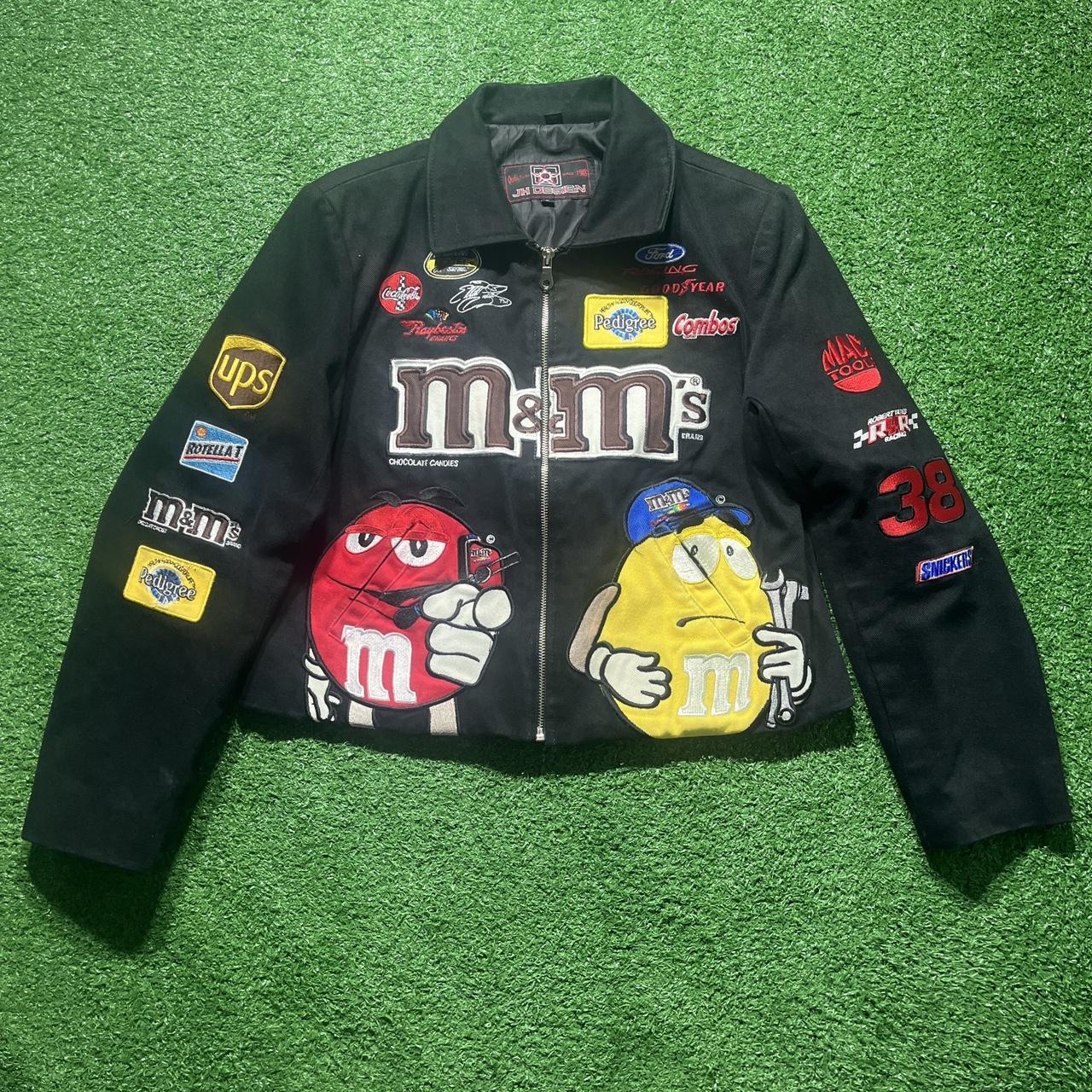 Vintage 90s Cropped NASCAR&nbsp;Jeff Hamilton Racing Jacket M&M's Elliot Sadler Coca-Cola Ford Mac Tools Snickers JH Design Bomber