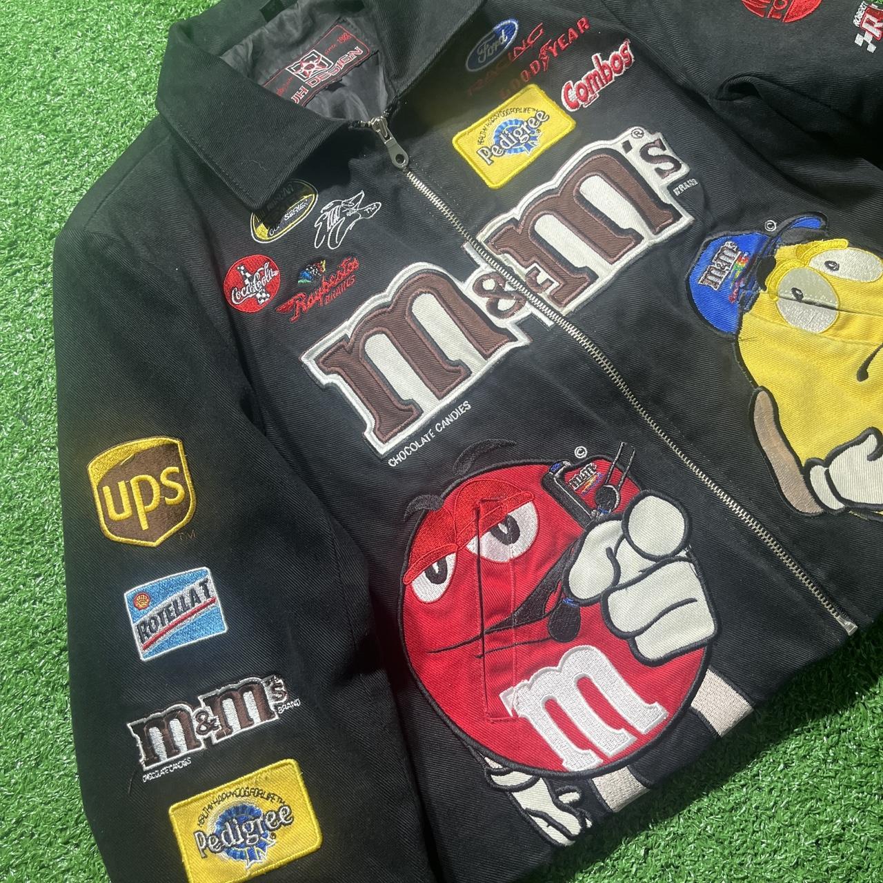 Vintage 90s Cropped NASCAR&nbsp;Jeff Hamilton Racing Jacket M&M's Elliot Sadler Coca-Cola Ford Mac Tools Snickers JH Design Bomber