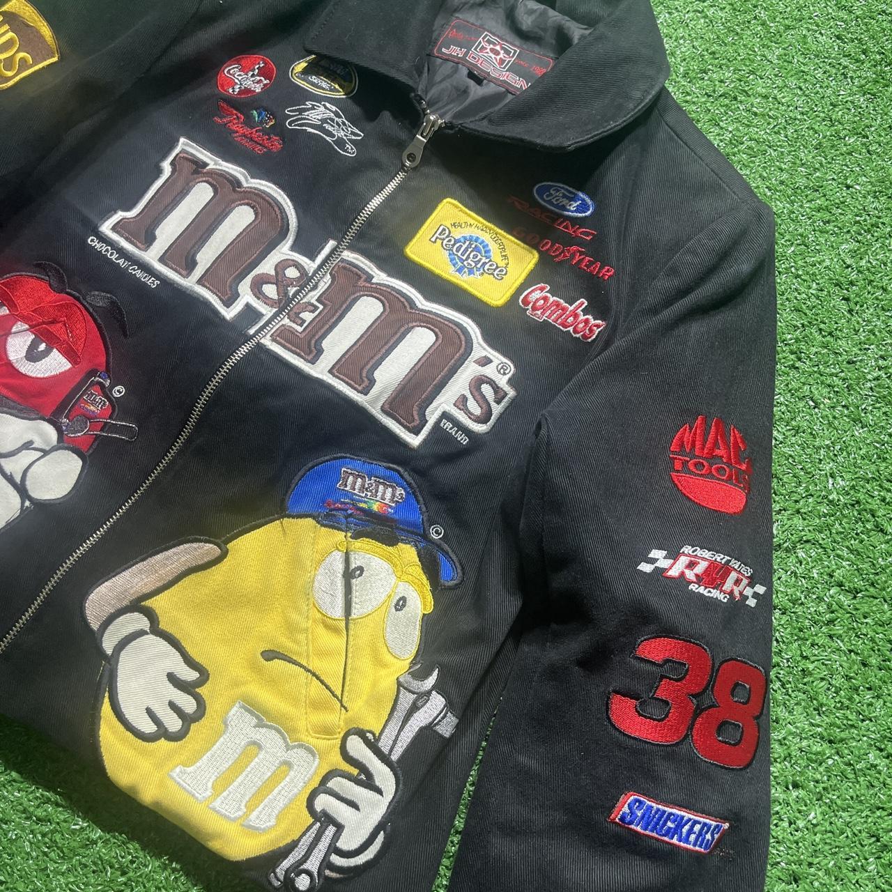 Vintage 90s Cropped NASCAR&nbsp;Jeff Hamilton Racing Jacket M&M's Elliot Sadler Coca-Cola Ford Mac Tools Snickers JH Design Bomber