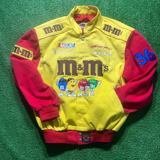 Vintage 90s NASCAR Jeff Hamilton Racing Jacket M&M's Ken Schrader Goodyear Pontiac #36 JH Design Bomber