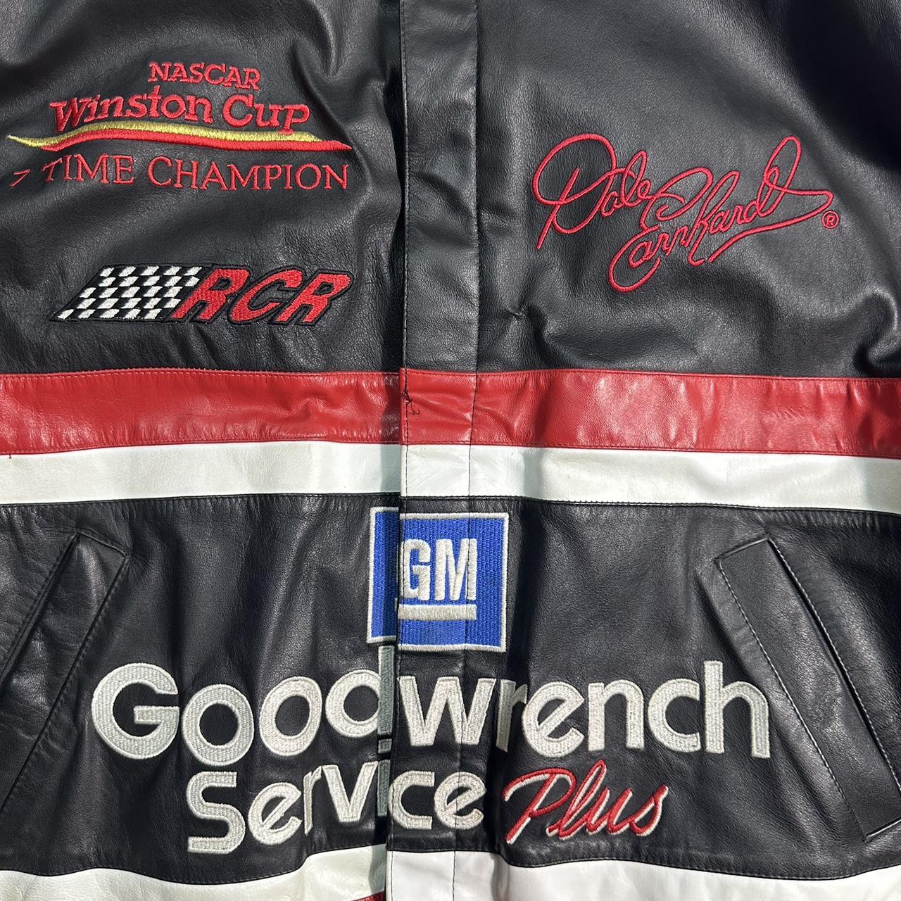 Vintage 90s NASCAR Dale Earnhardt Goodwrench Leather Jacket Chase Authentics Bomber