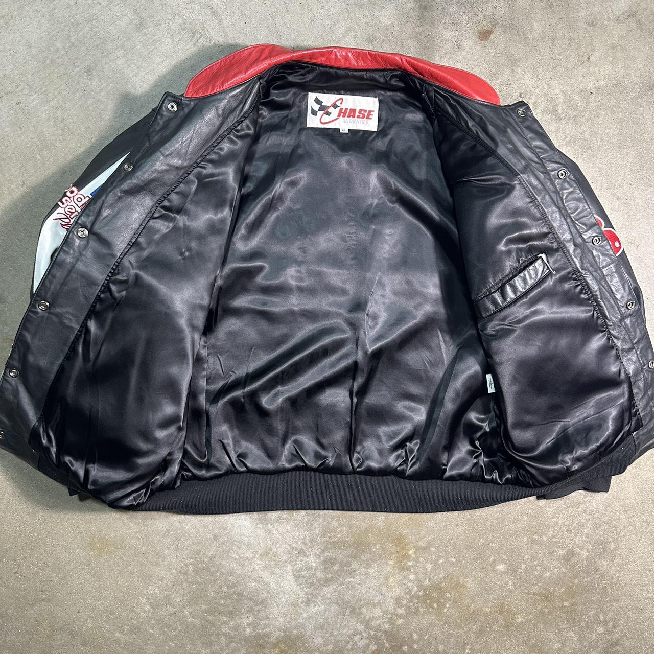 Vintage 90s NASCAR Dale Earnhardt Goodwrench Leather Jacket Chase Authentics Bomber