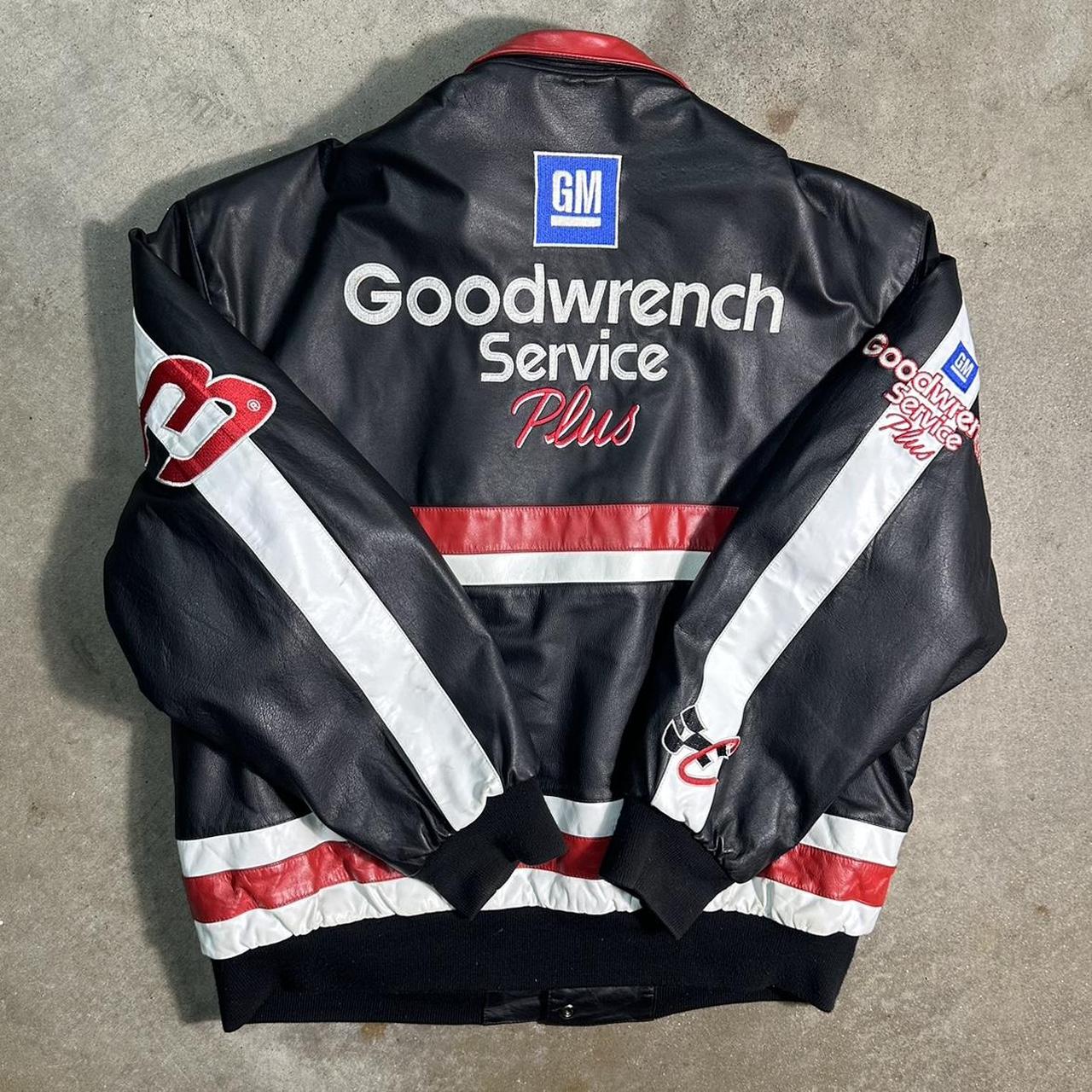 Vintage 90s NASCAR Dale Earnhardt Goodwrench Leather Jacket Chase Authentics Bomber