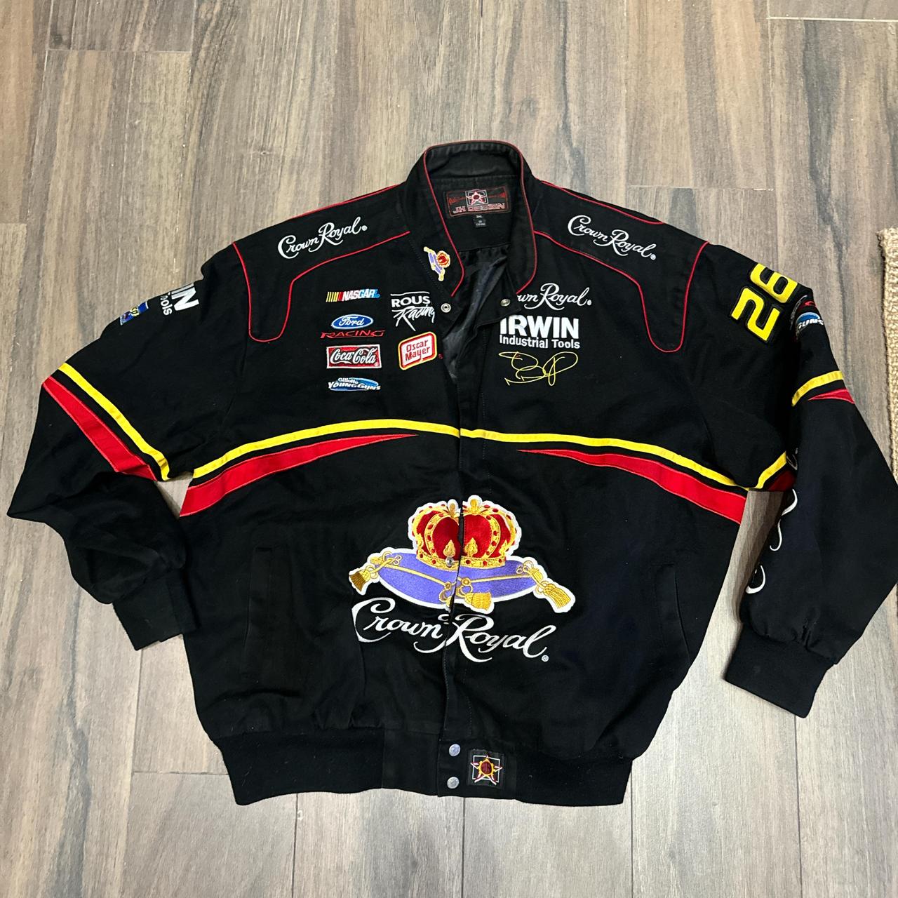 Vintage Y2K Jeff Hamilton NASCAR Crown Royal Racing Jacket Jamie McMurray #26 JH Design Bomber