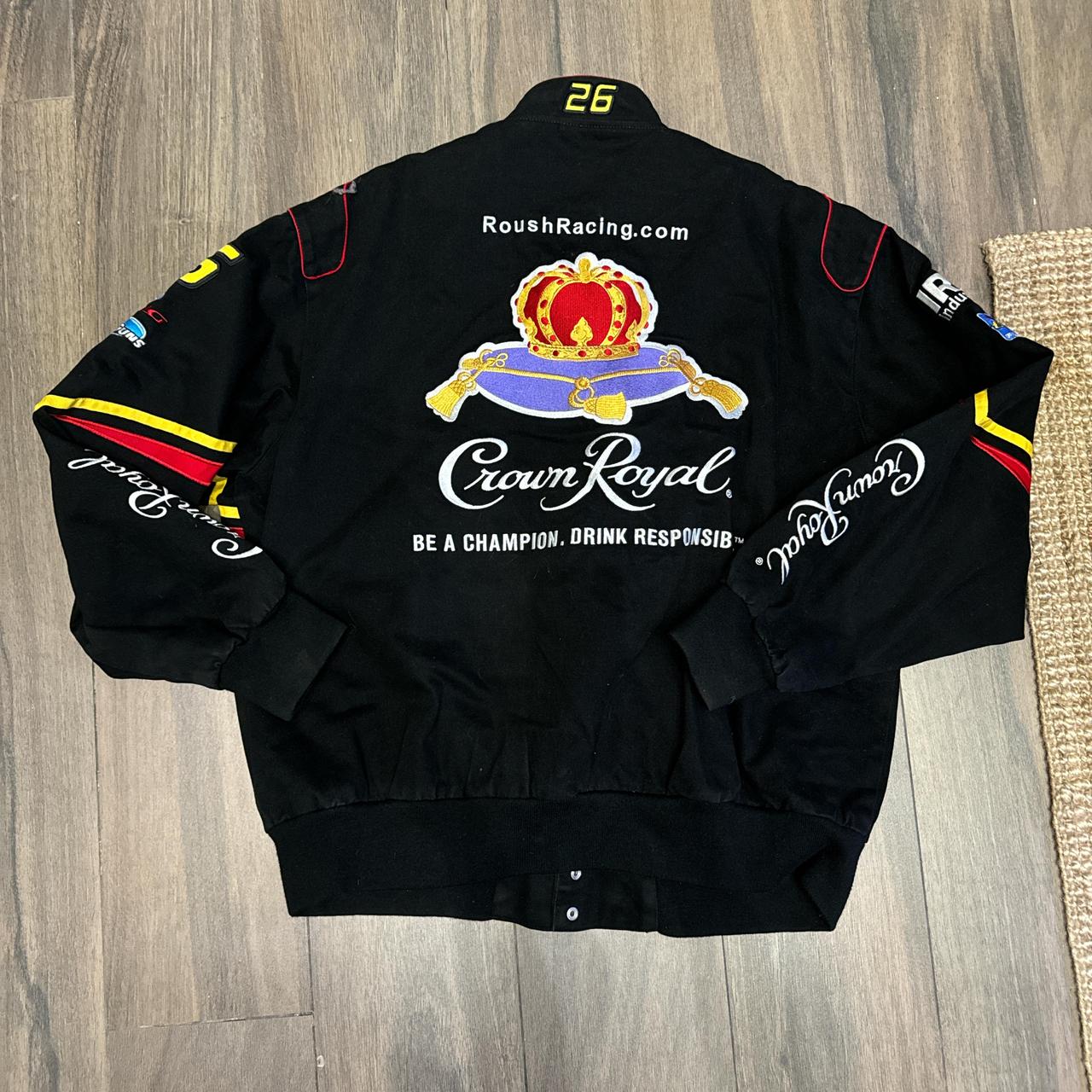 Vintage Y2K Jeff Hamilton NASCAR Crown Royal Racing Jacket Jamie McMurray #26 JH Design Bomber