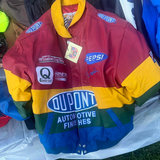 VTG 90s Jeff Gordon NASCAR Jeff Hamilton Leather Jacket Dupont Pepsi Winston Cup Pepsi Bomber