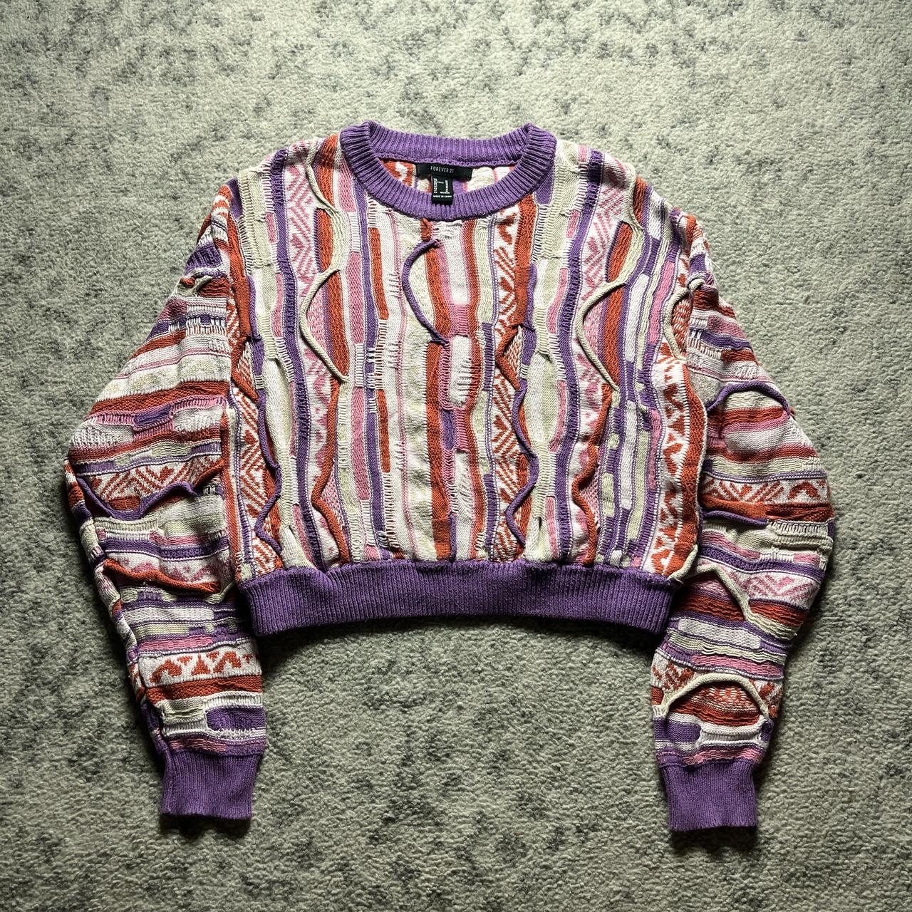 VTG Coogi Style 3D Women’s Cropped Purple & Pink Sweater