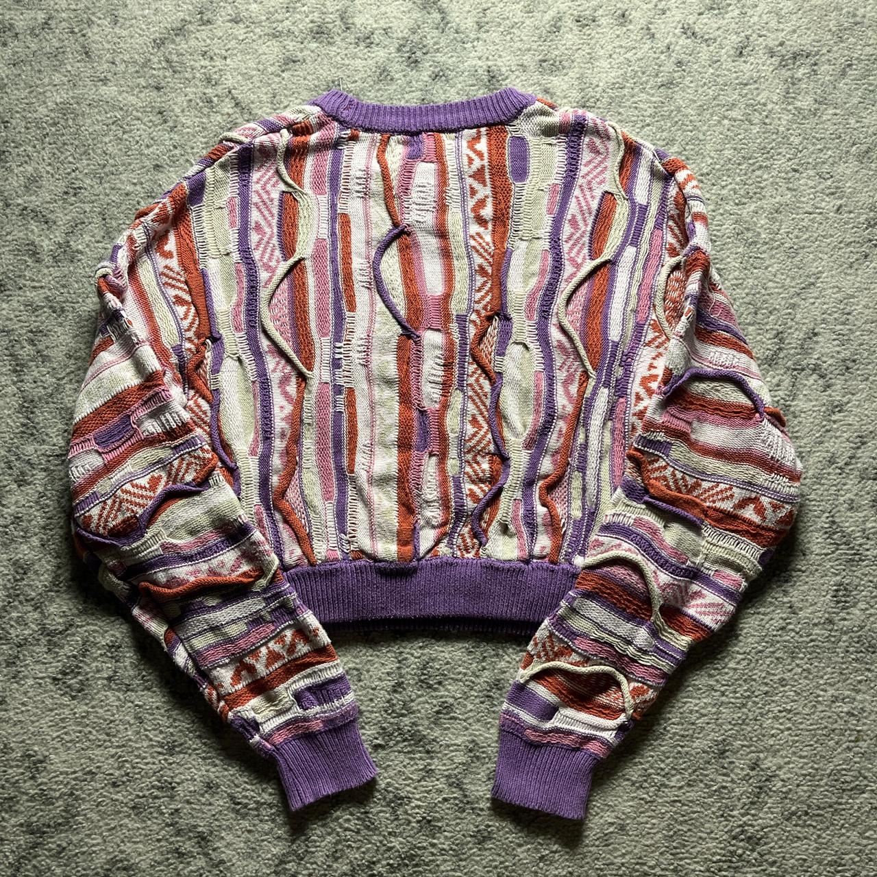 VTG Coogi Style 3D Women’s Cropped Purple & Pink Sweater