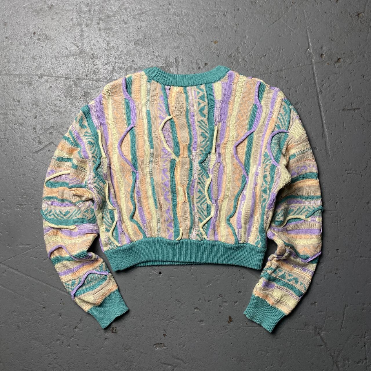 Coogi Style Women's Cropped 3D Cable Knit Pastel Sweater