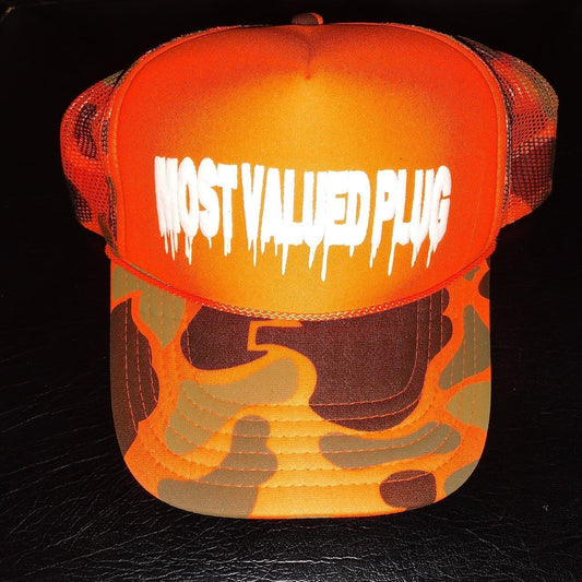 Hunter Orange Camo "Most Valued Plug" Trucker Hat