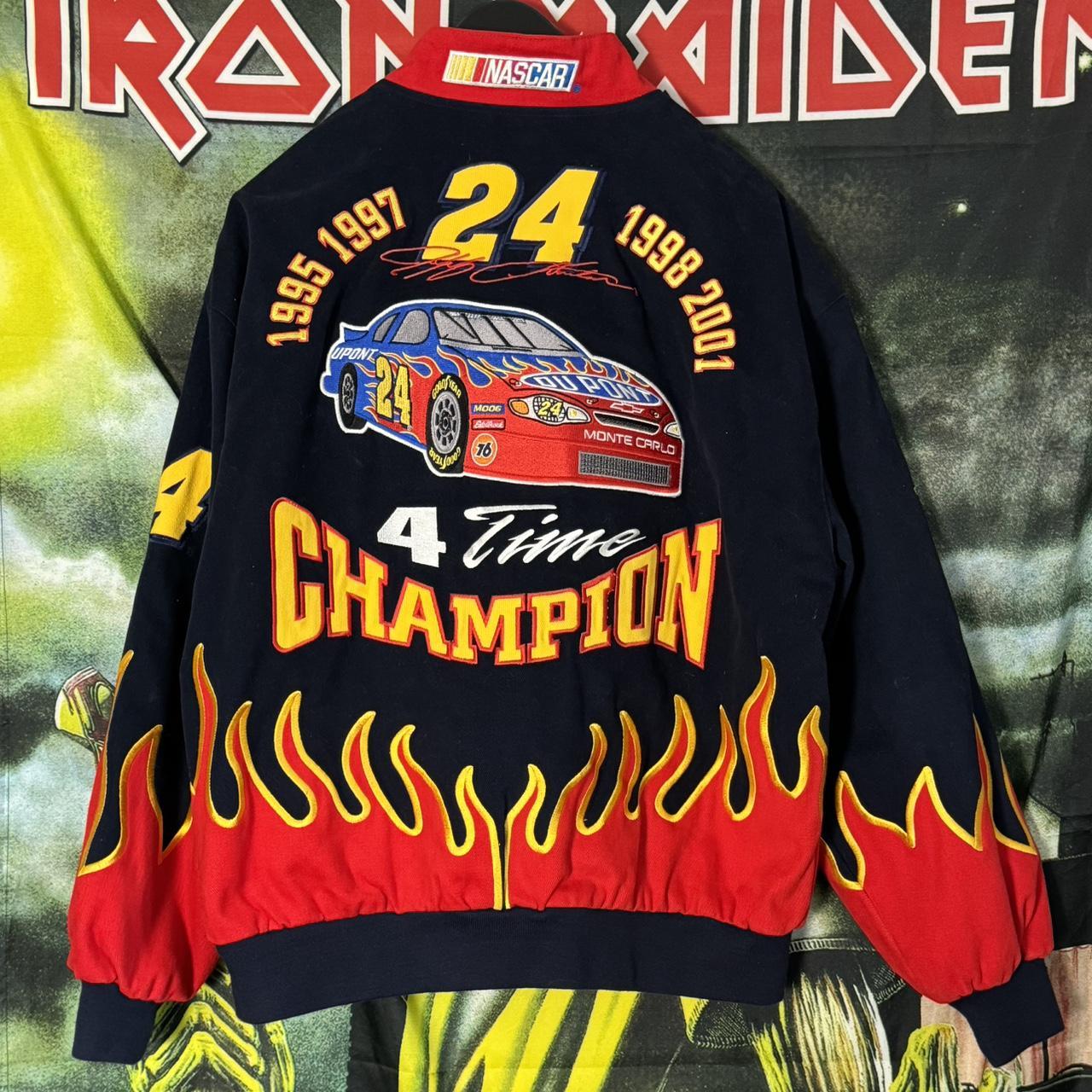 VTG Y2K NASCAR Dupont Flames Racing Jacket Jeff Gordon Winston Cup Champion Chase Authentics Bomber