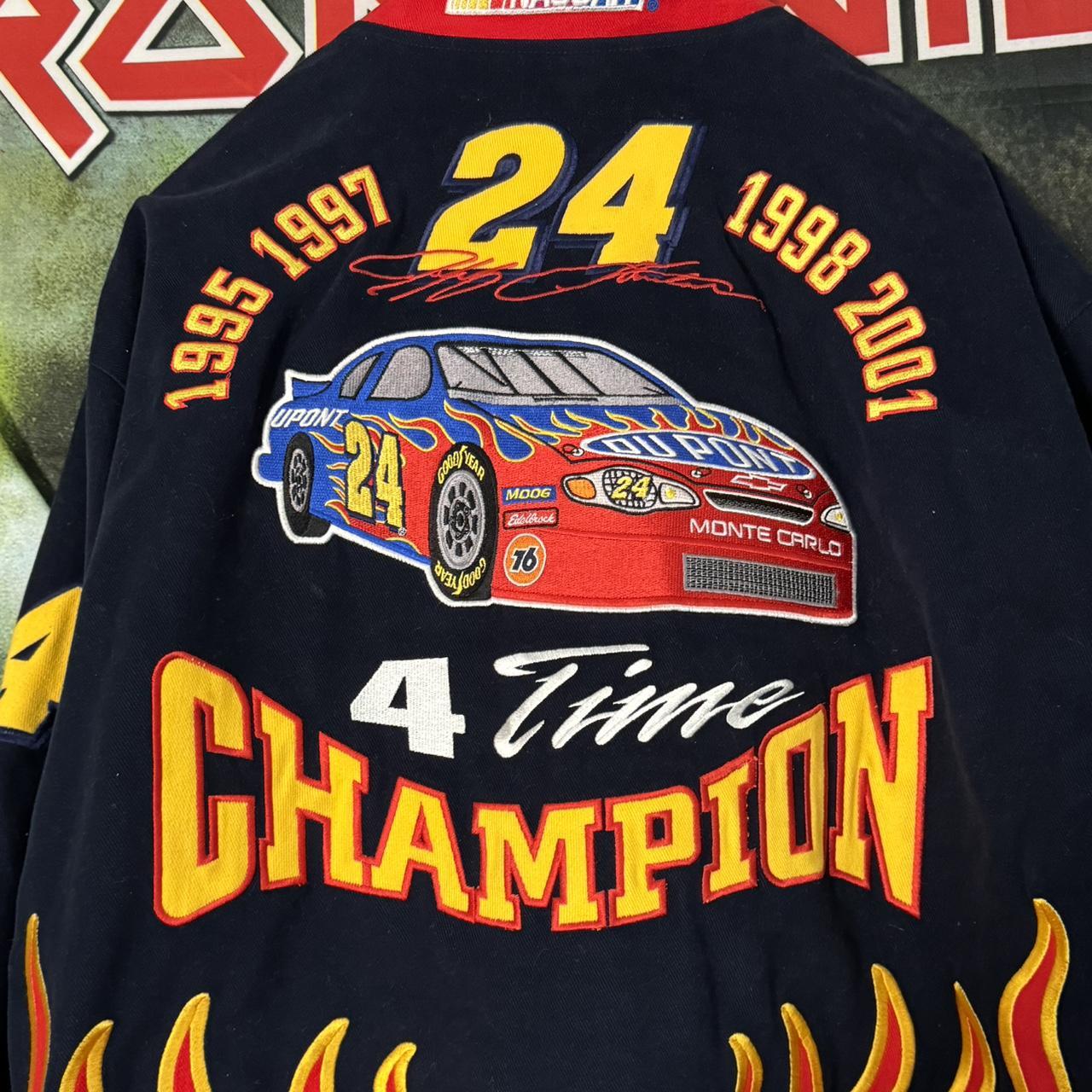 VTG Y2K NASCAR Dupont Flames Racing Jacket Jeff Gordon Winston Cup Champion Chase Authentics Bomber