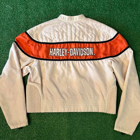 Vintage 80s Women's Harley-Davidson Cropped Motorcycle Racing Jacket Bomber