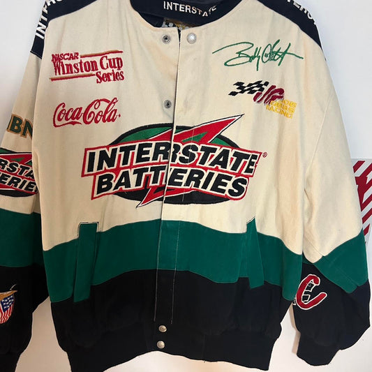 Vintage 90s NASCAR Interstate Batteries Coca-Cola JH Design Racing Jacket Jeff Hamilton Bomber