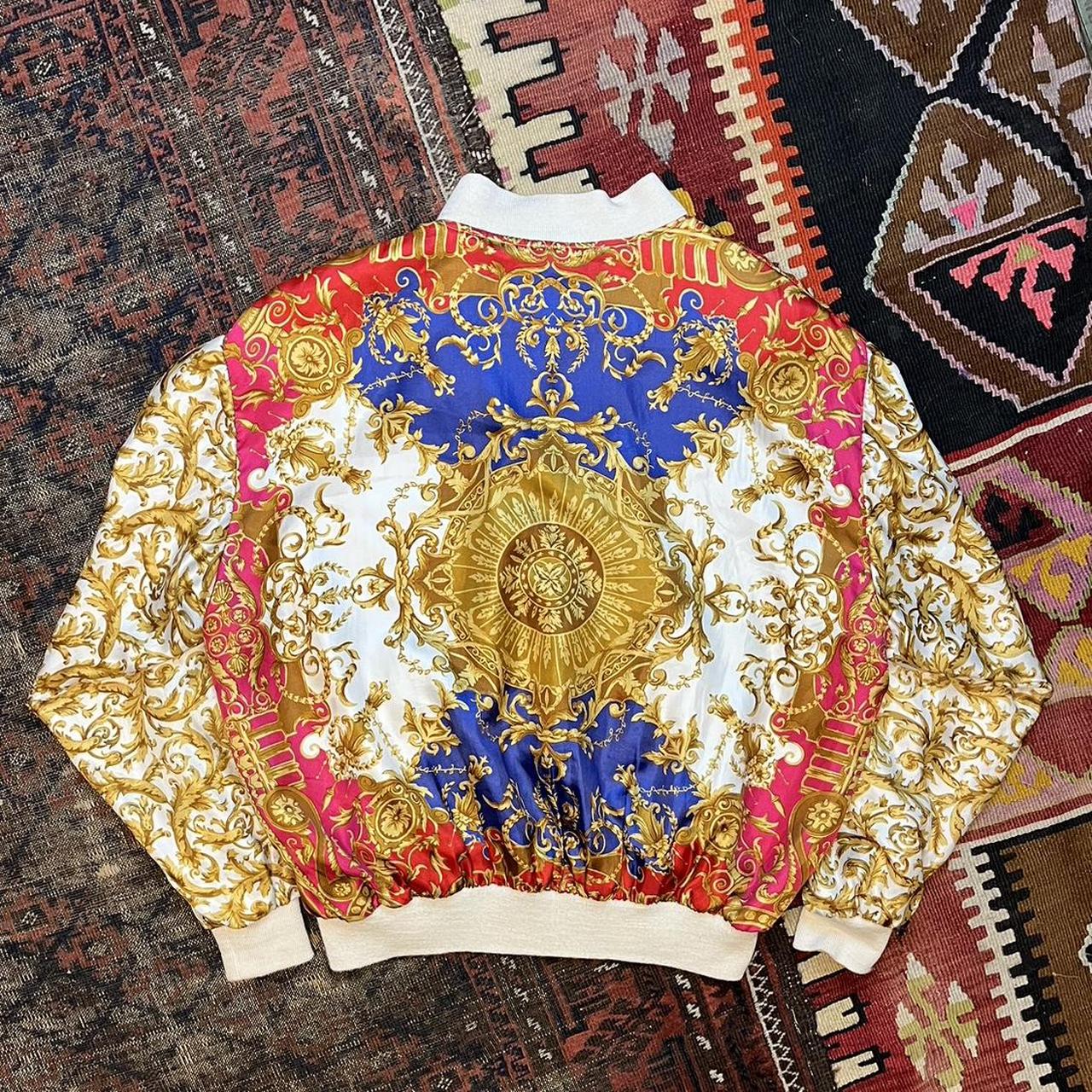 Vintage 90s Baroque Versace Style Gold Jacket Compagnie Internationale Express Bomber