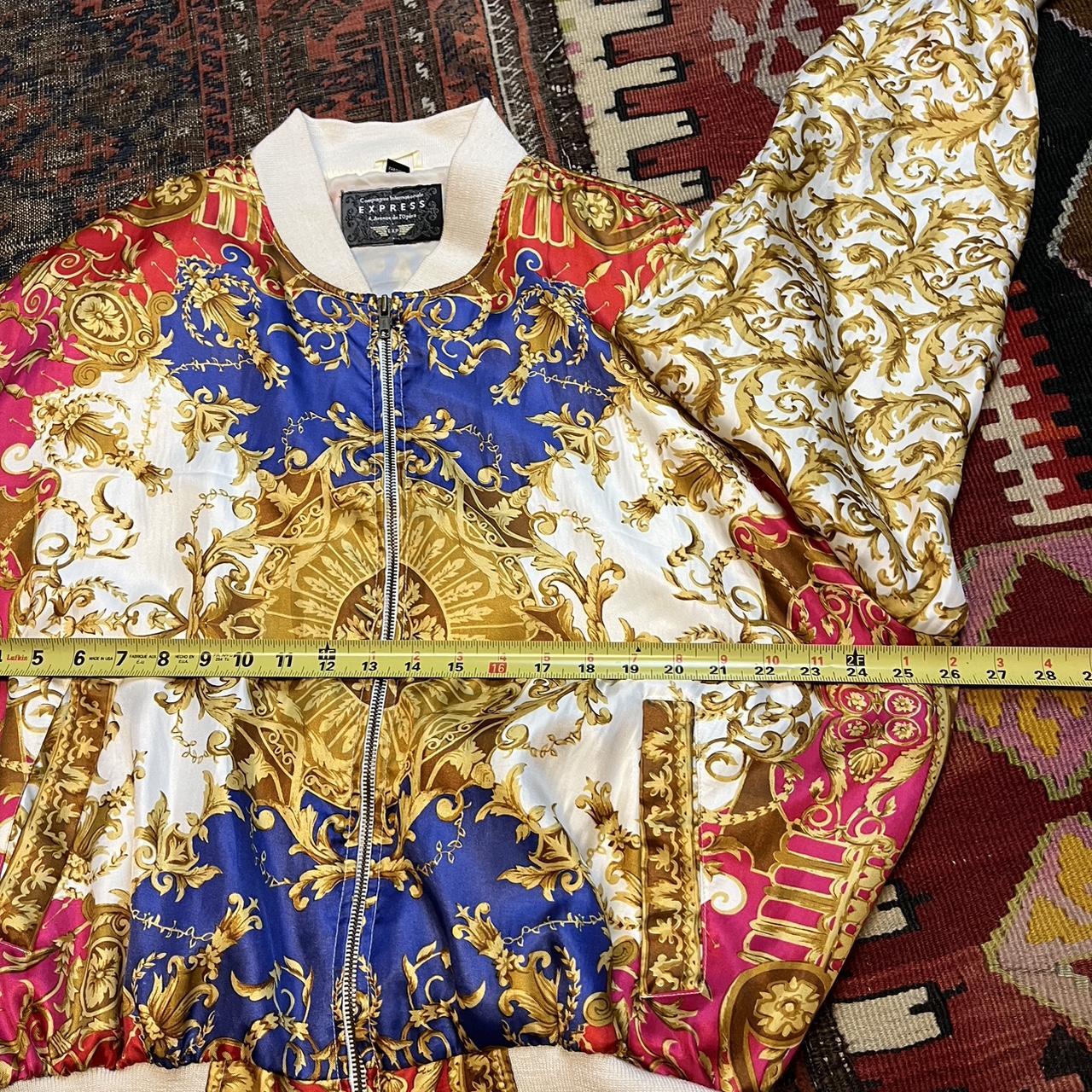 Vintage 90s Baroque Versace Style Gold Jacket Compagnie Internationale Express Bomber