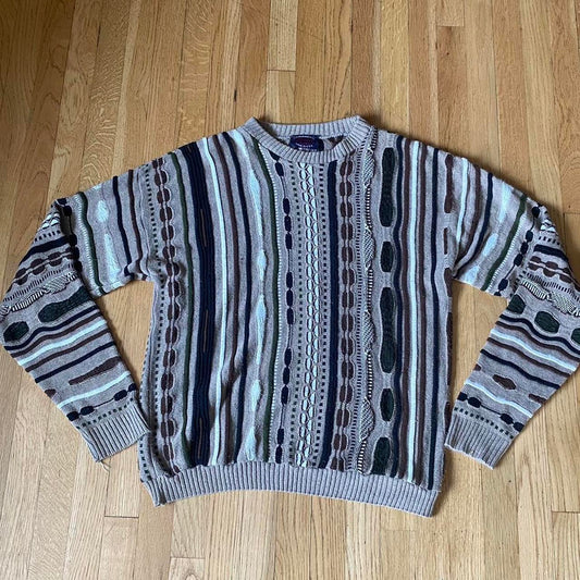 Vintage 90s Milford Coogi Style Sweater Textured 3D Knit Abstract Jumper