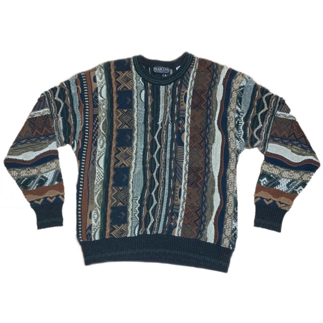 Vintage 90s Marconi le Collezioni Coogi Style Sweater Textured 3D Knit Abstract Jumper