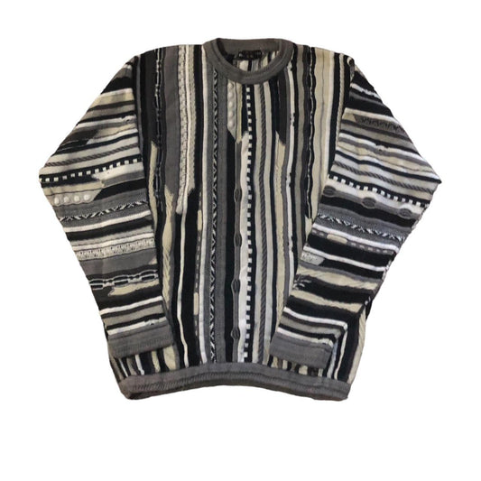 Vintage 90s Bacharach Coogi Style Sweater Textured 3D Knit Abstract Italian Cotton Jumper