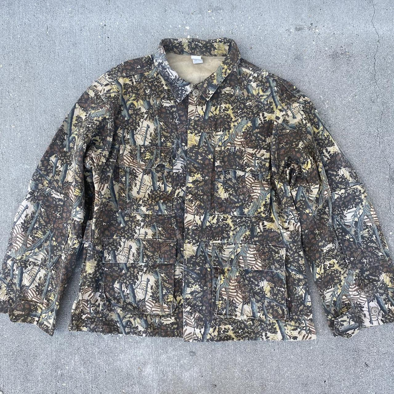 Vintage USA 90s Pine Camouflage Camo Long Sleeve Zip Up Windbreaker Jacket Bomber