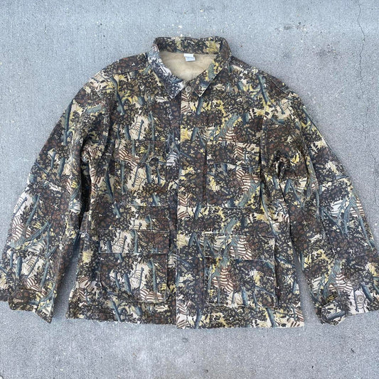 Vintage USA 90s Pine Camouflage Camo Long Sleeve Zip Up Windbreaker Jacket Bomber