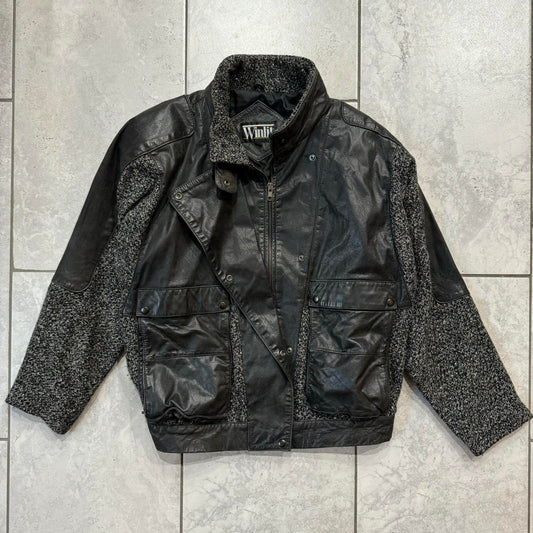 Vintage 80's Wool & Leather Jacket Winlit Bomber