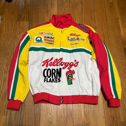 Vintage 90s NASCAR Terry Labonte Kellogg's Corn Flakes Racing Jacket Quaker State Chase Authentics Bomber