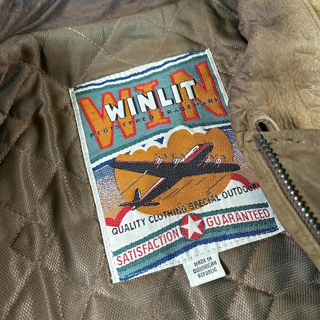 Vintage 90's Winlit Leather Jacket Aviator Style Bomber