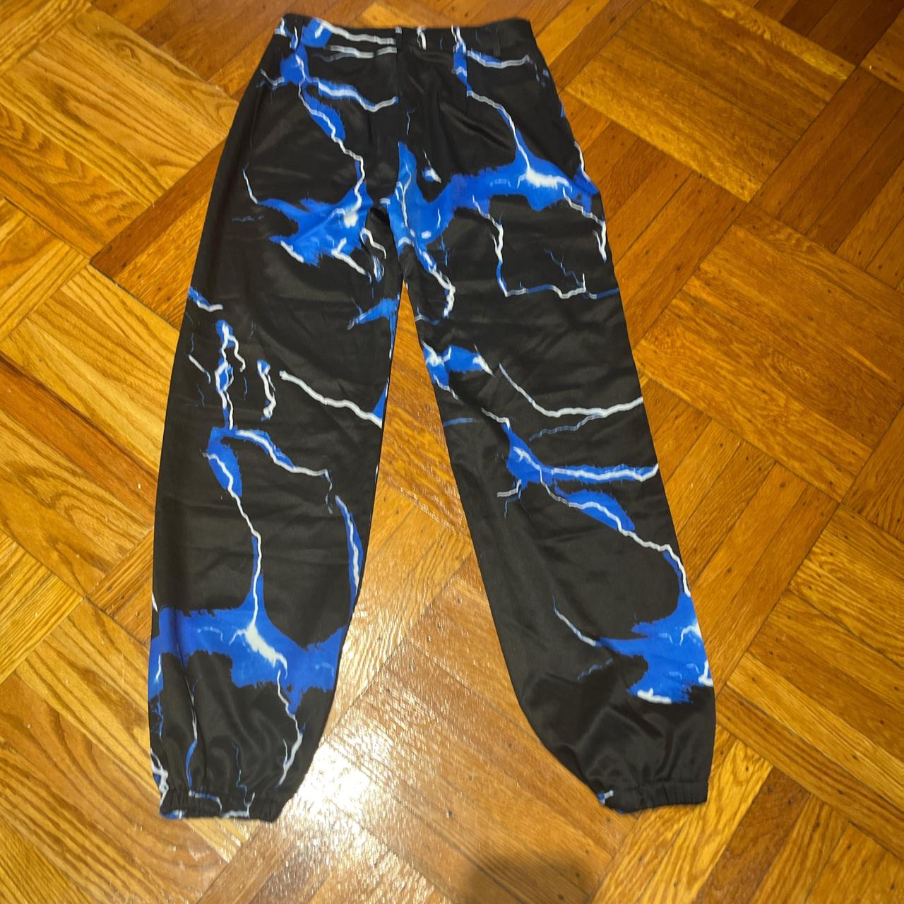 Black Blue Lightning Pants Baggie Fit