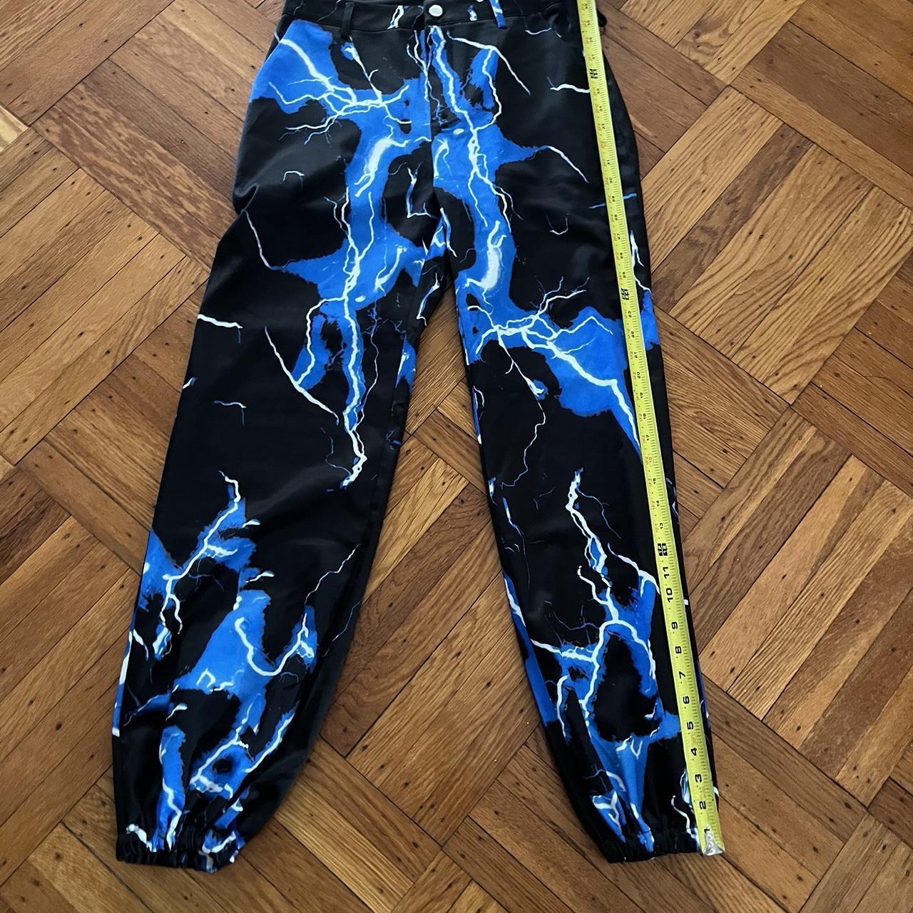 Black Blue Lightning Pants Baggie Fit