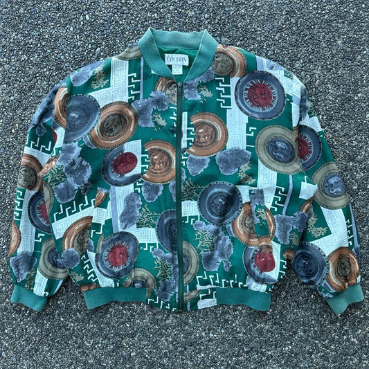 Vintage 80s Cocoon Silk AOP Bomber Jacket