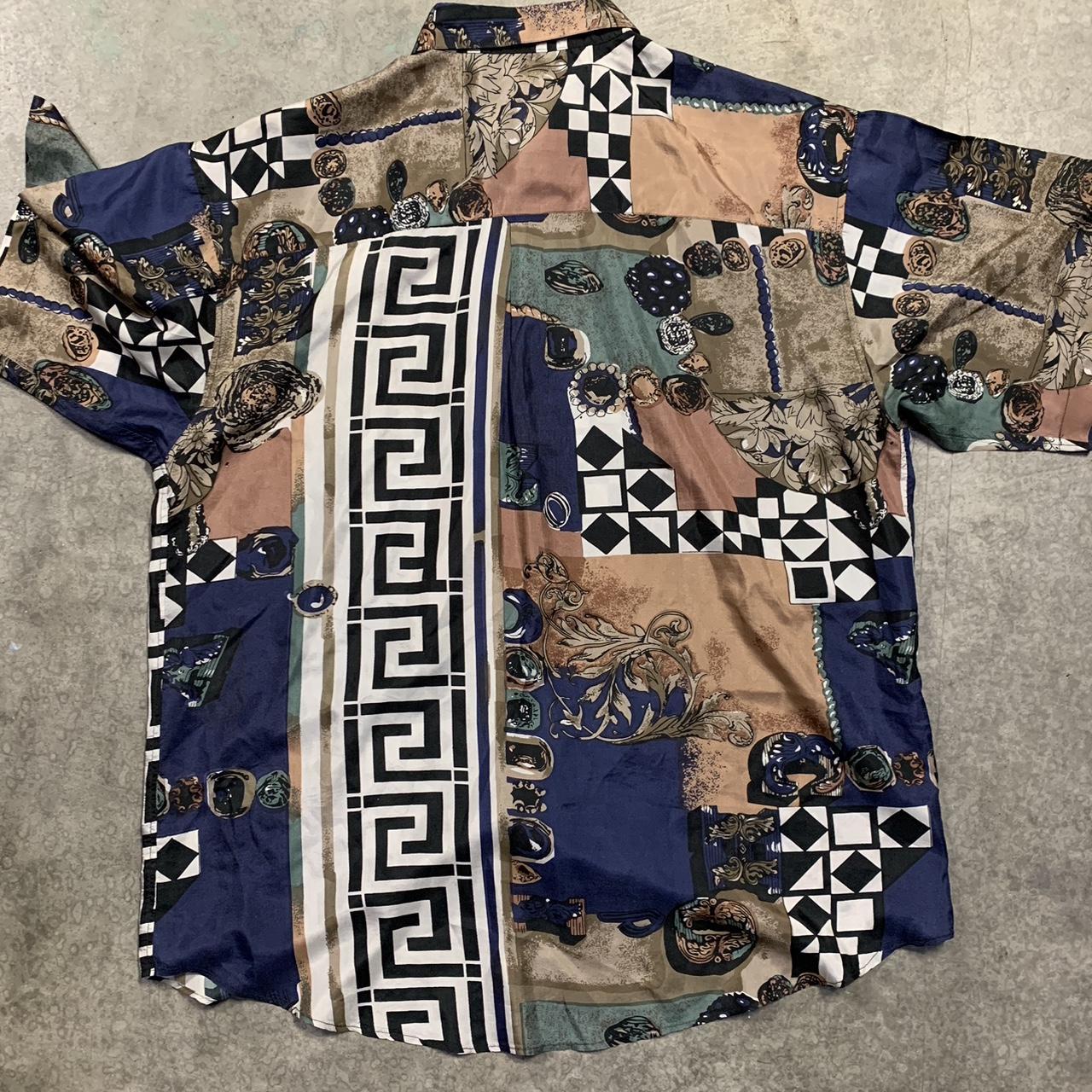 Vintage 90s Hey Man Abstract AOP Silk Button-Up Shirt