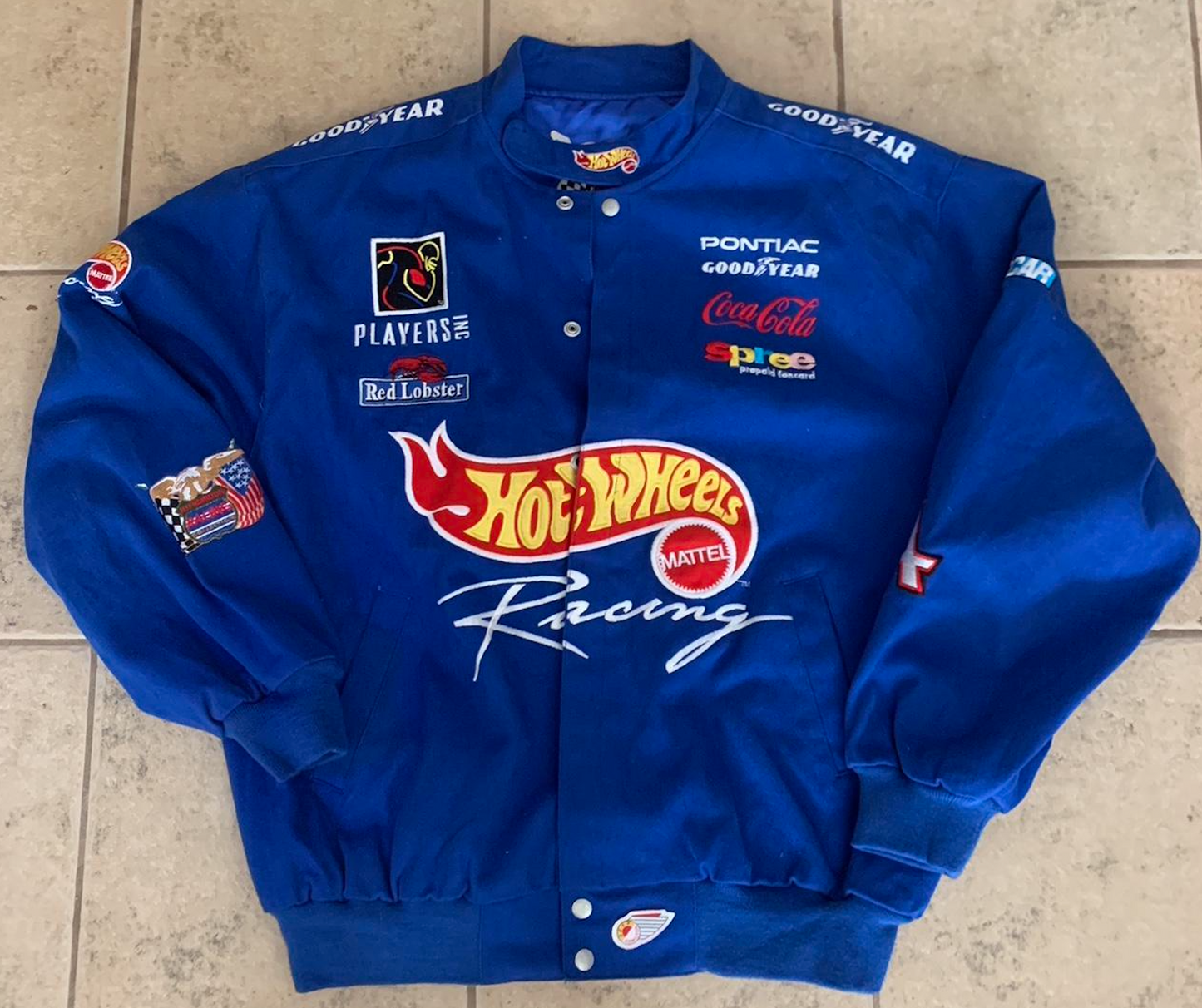 Vintage 90s NASCAR Kyle Petty Mattel Hot Wheels Racing Jacket Coca-Cola Goodyear Jeff Hamilton Bomber