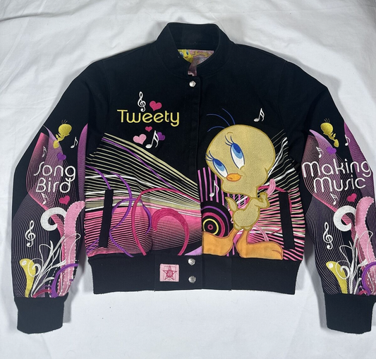 Vintage Jeff Hamilton Looney Tunes Racing Jacket Tweety Bird JH Design Bomber