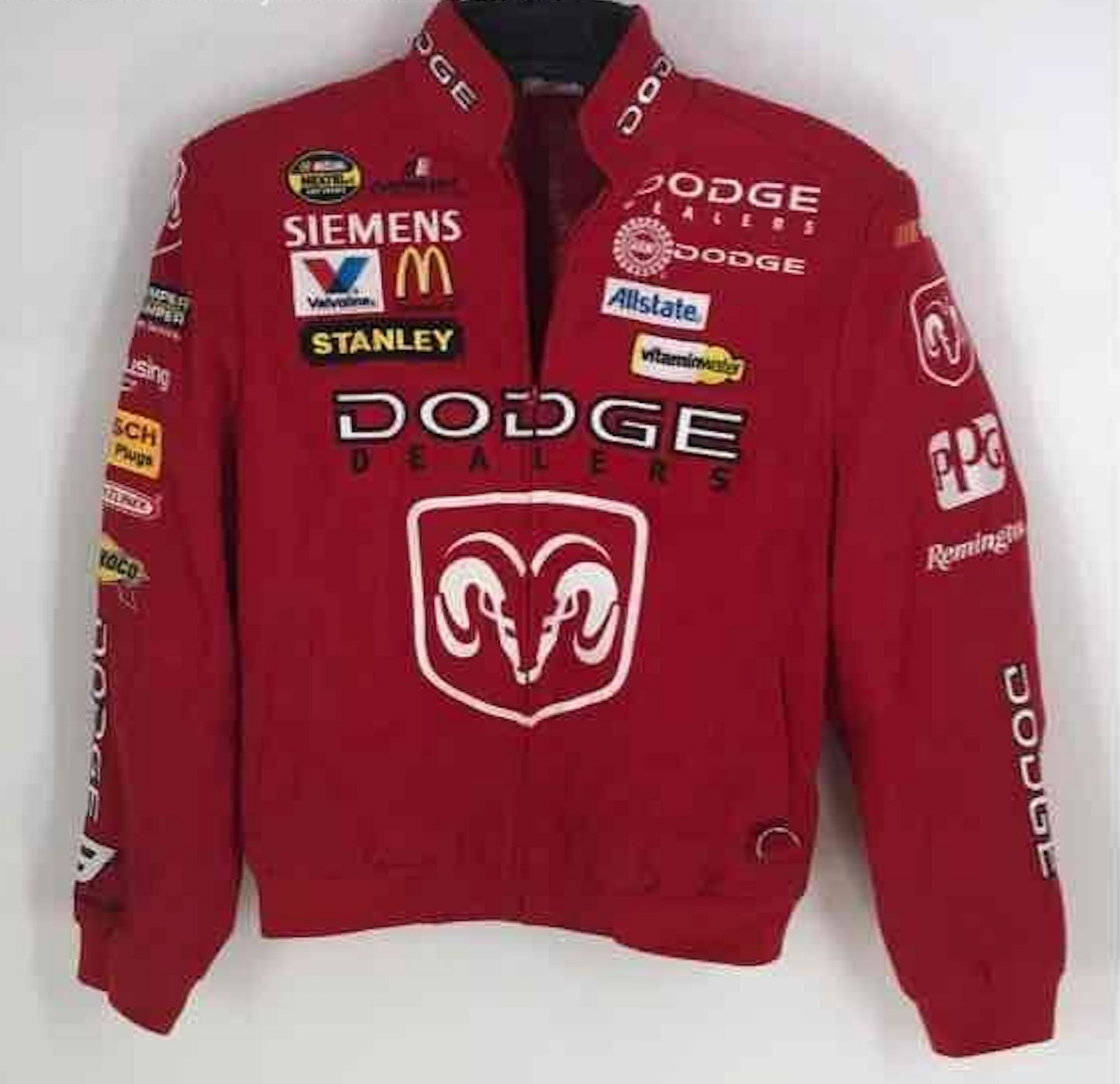 Vintage Y2K NASCAR Chase Authentics Red Cotton Dodge McDonald's Valvoline Auto Racing Jacket Bomber