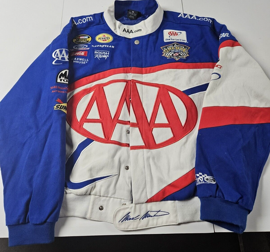 Vintage 90s Mark Martin NASCAR AAA Racing Jacket Penzoil Maxwell House Coca-Cola Roush Team Caliber Bomber