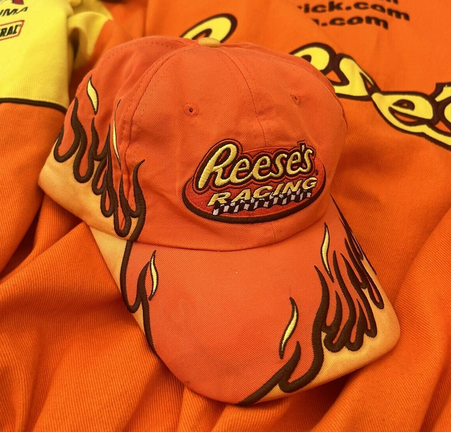 Rare Reese's Peanut Butter Cups Orange & Yellow Flames Racing Hat