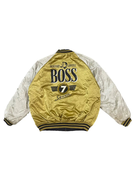 Vintage 90s Japanese Suntory Boss '7 Seven" Coffee Reversible Varsity Bomber Jacket