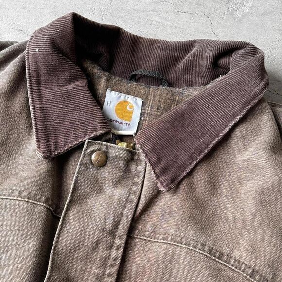 Vintage Y2K Carhartt Santa Fe Style Chore Jacket Workwear Faded Brown Bomber Coat