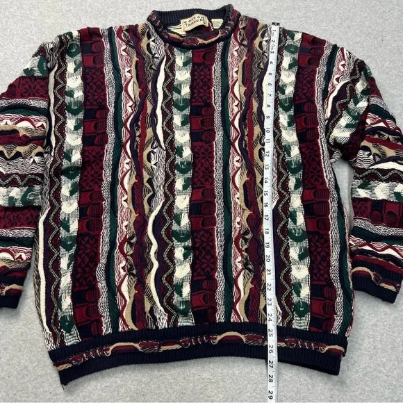 VTG 90s Cotton Traders Sweater Mens Grandpa Preppy Geometric Cosby Style Pullover